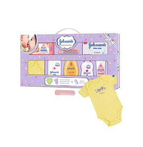 Johnson's Baby Care Collection Baby Gift Set with Organic Cotton Baby Dress