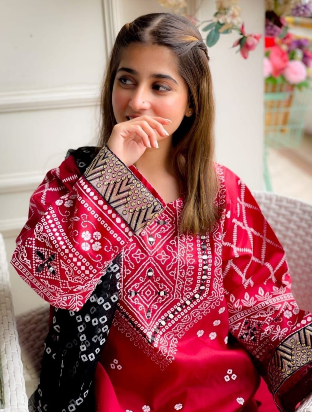Red Color 3pcs Suit